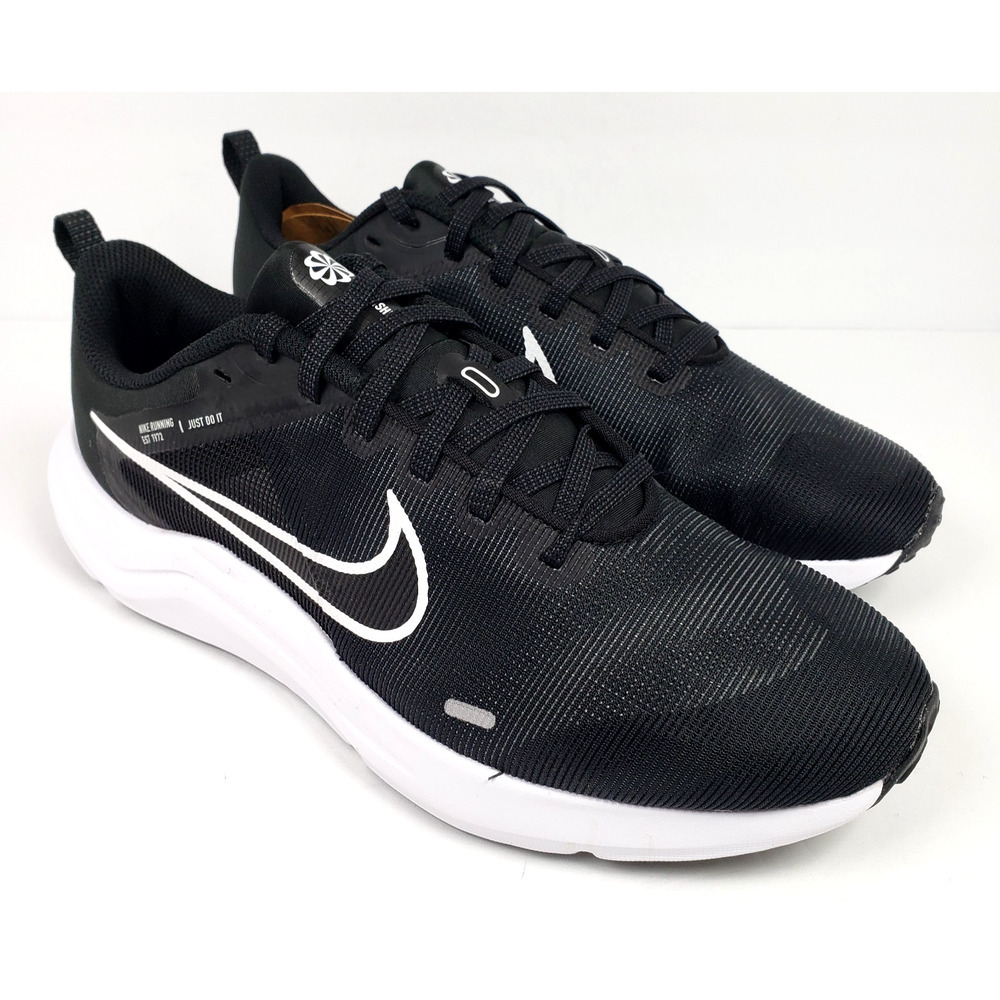 Nike Downshifter 12 Mens Sz 8 Womens Sz 9.5 Black White Smoke Grey Sneaker Shoes